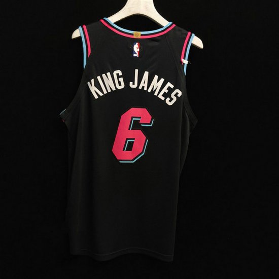 Miami Heat 6 King James 2018-19 city jersey black player versoin